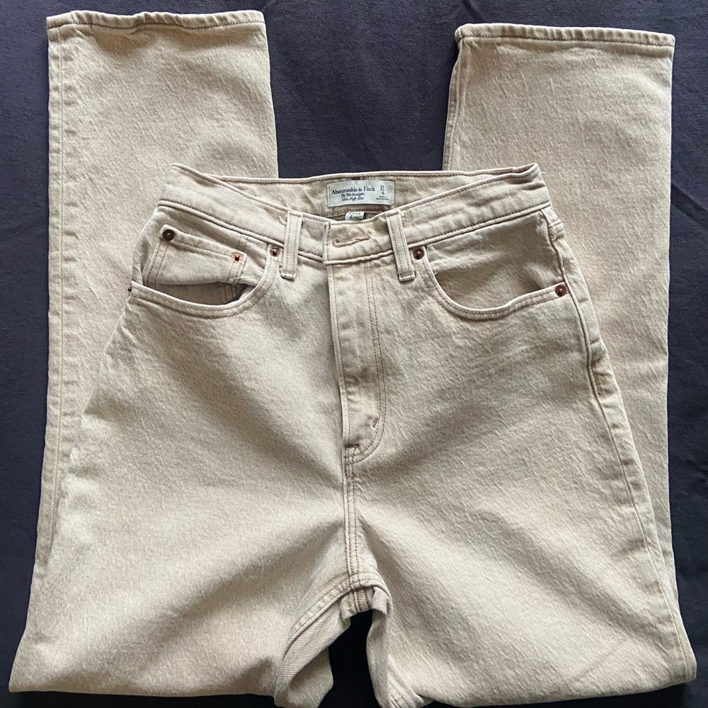 Abercrombie & Fitch Tan Straight Leg Jeans